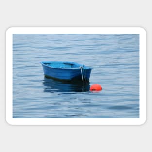 Anchored Blue Rowing Boat Sea Sticker